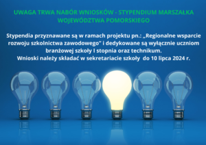 Read more about the article UWAGA TRWA NABÓR WNIOSKÓW – STYPENDIUM MARSZAŁKA WOJEWÓDZTWA POMORSKIEGO